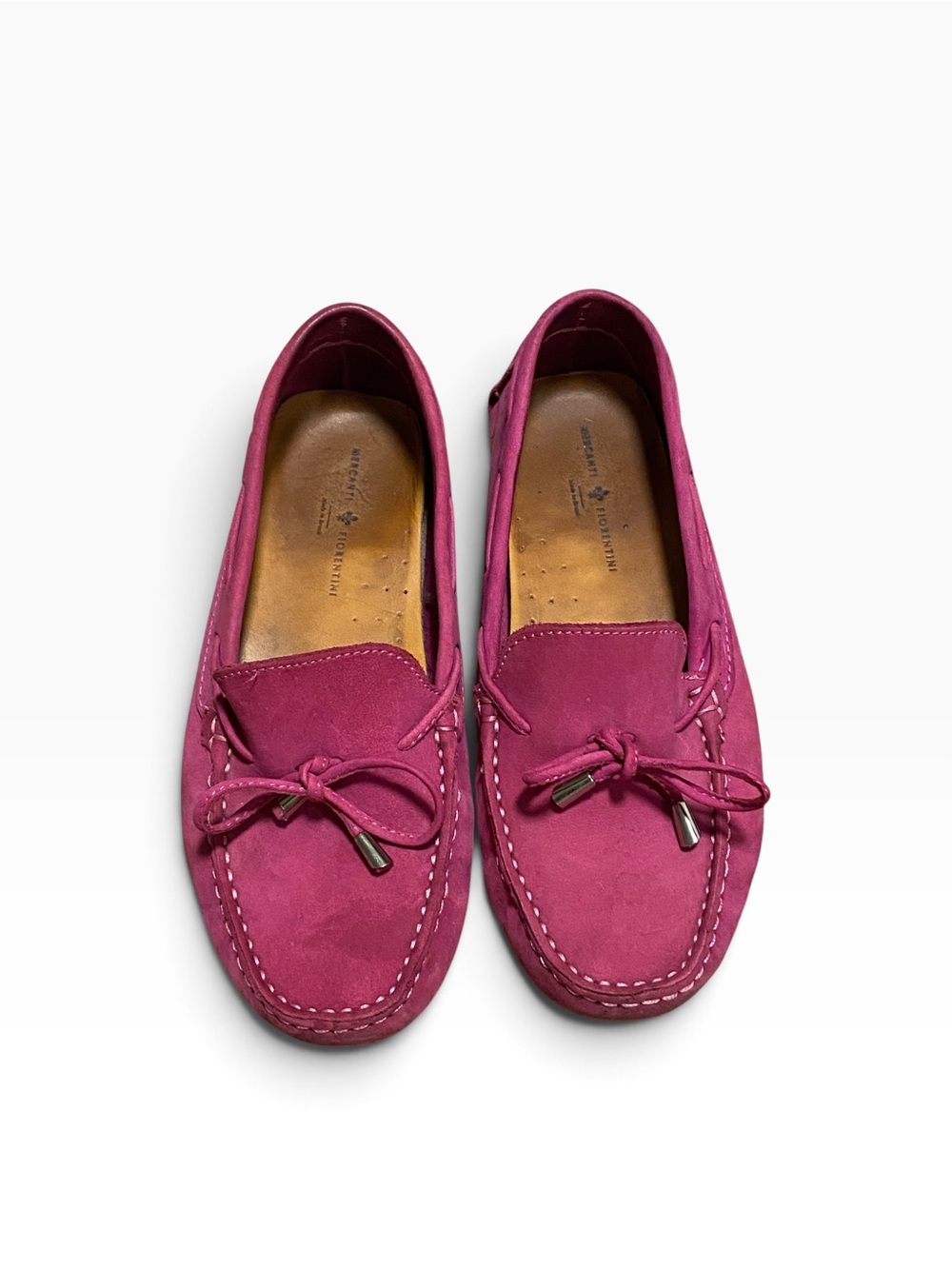 Mercanti Fiorentini Womens Fuchsia Pink Suede Driving Loafers MF-3200 7.5